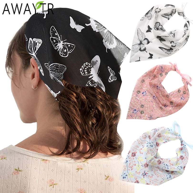 

AWAYTR Headbands for Hair Scarf Women Sweet Chiffon Ultra Thin Hairbands Printing Hair Bands Ribbon Bandage Hair Accessories