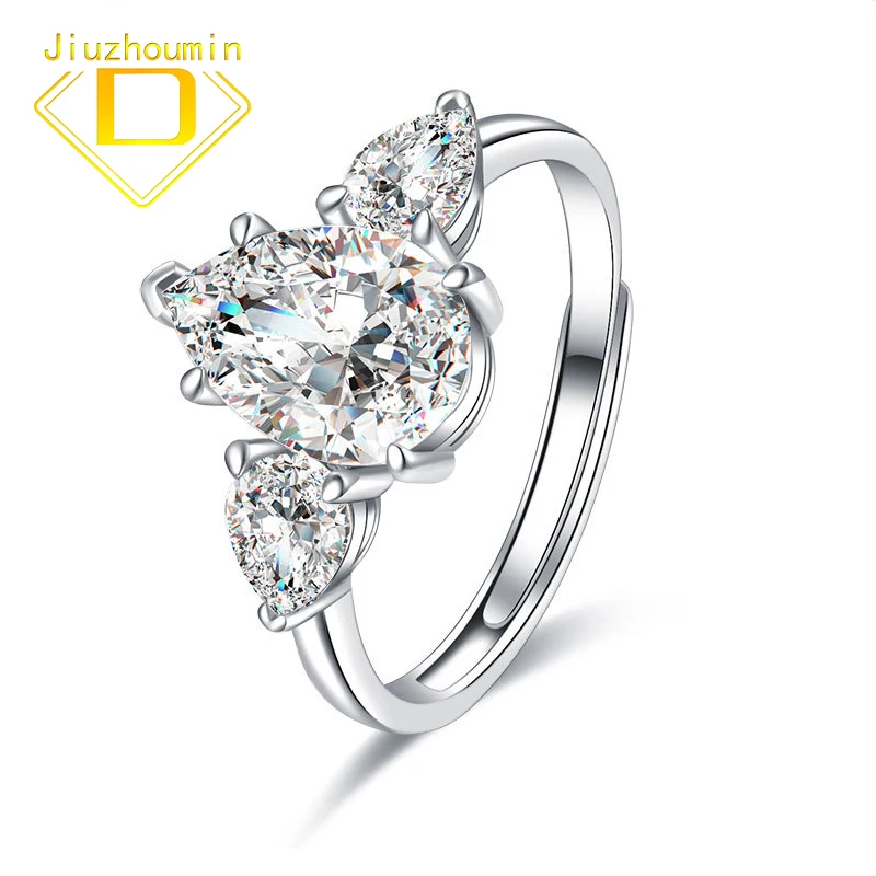 

Luxury 2 Carat Water Drop 7*10mm Zircon Rings for Women S925 Sterling Silver Engagement Jewelry Set Gifts for Girl Dropshipping