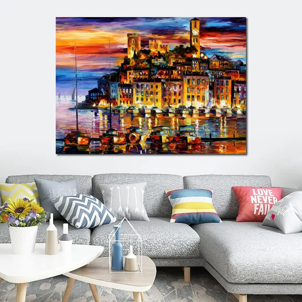 Текстурированный холст ручной работы картина морской пейзаж канны Франция