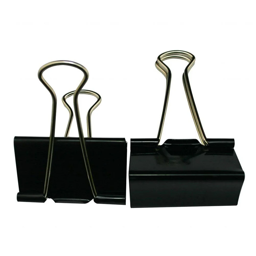 

12 pcs Binder Clip Useful Practical Clip Financial Binder Clips Black Metal Paper Clips for Home School