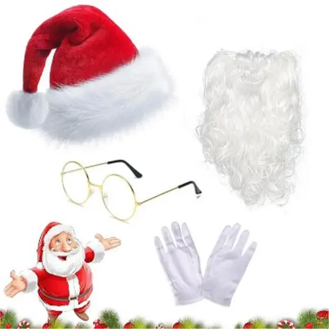 2024 новый комплект костюмов Санта-Клауса борода рождественский костюм аксессуары
