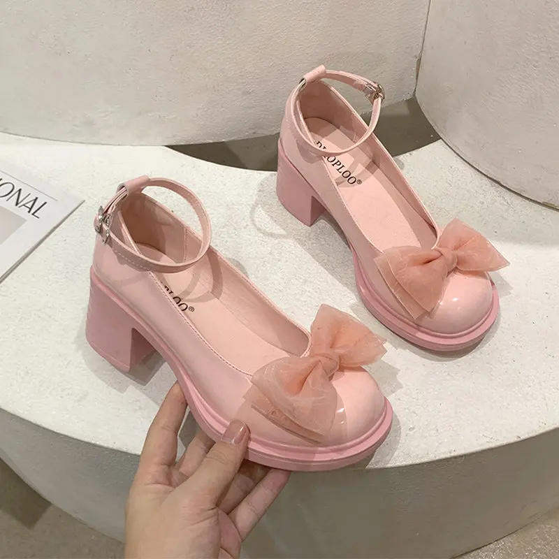 

Туфли-лодочки женские на массивной платформе, милые босоножки в Стиле Лолита, туфли-лодочки, высокий каблук, модная классическая обувь, весн...