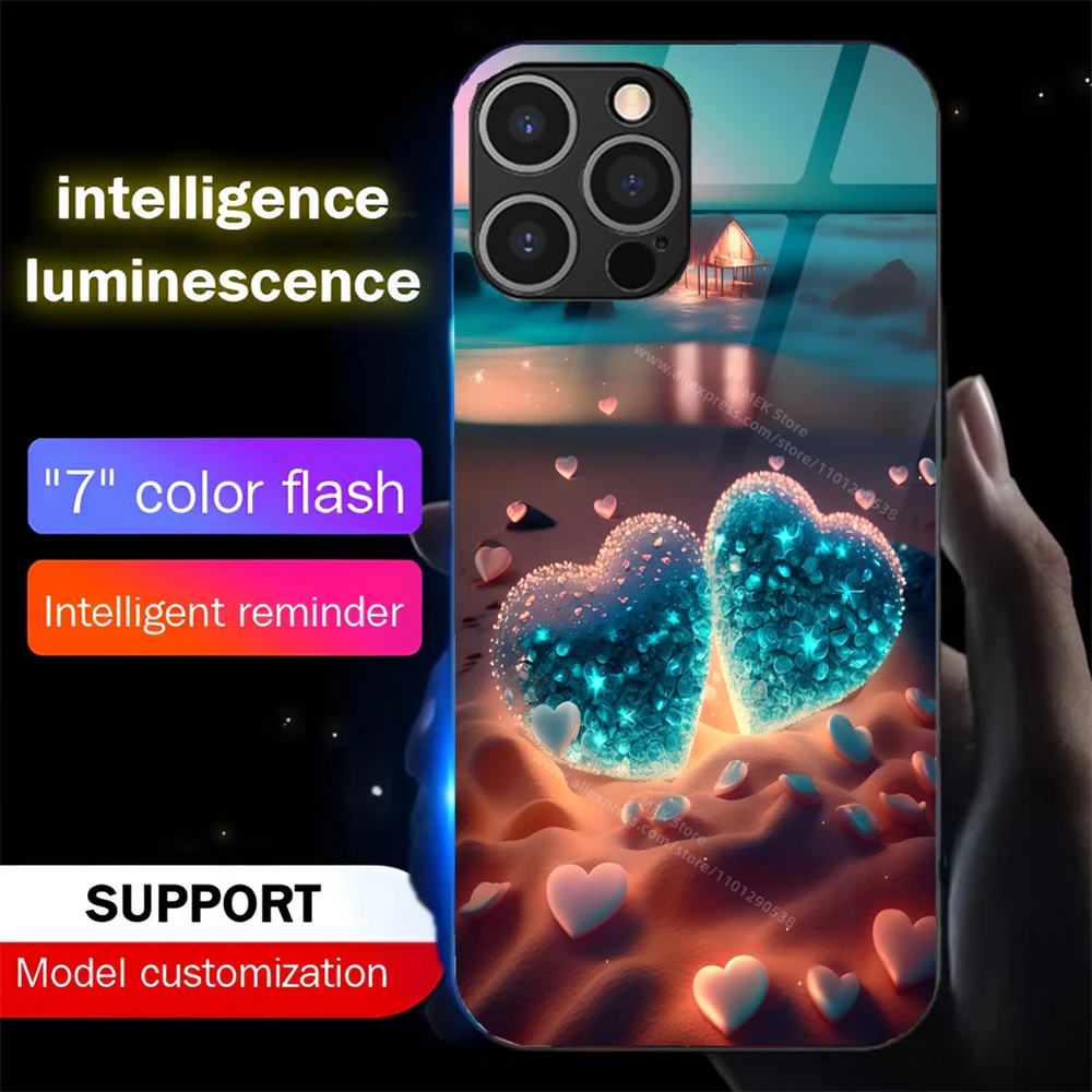 Чехлы со светодиодной вспышкой и подсветкой Crystal Butterfly для iPhone 16 15 14 13 12 11 Pro Max X XS XR