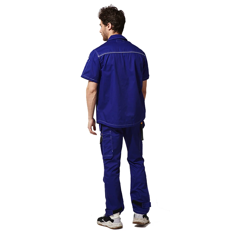 Summer Welder Suit Cargo Work Clothing Shirts and Pants Short Sleeve Wear-resistant Auto Repair Workshop Uniform Sets