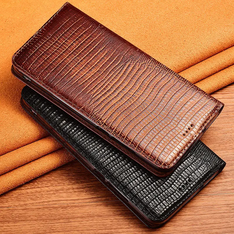 

Lizard Veins Genuine Leather Case For Infinix Hot 9 10 10i 10T 10s NFC 11 11s Play Pro Cowhide Flip Cover Card Pocket Wallet