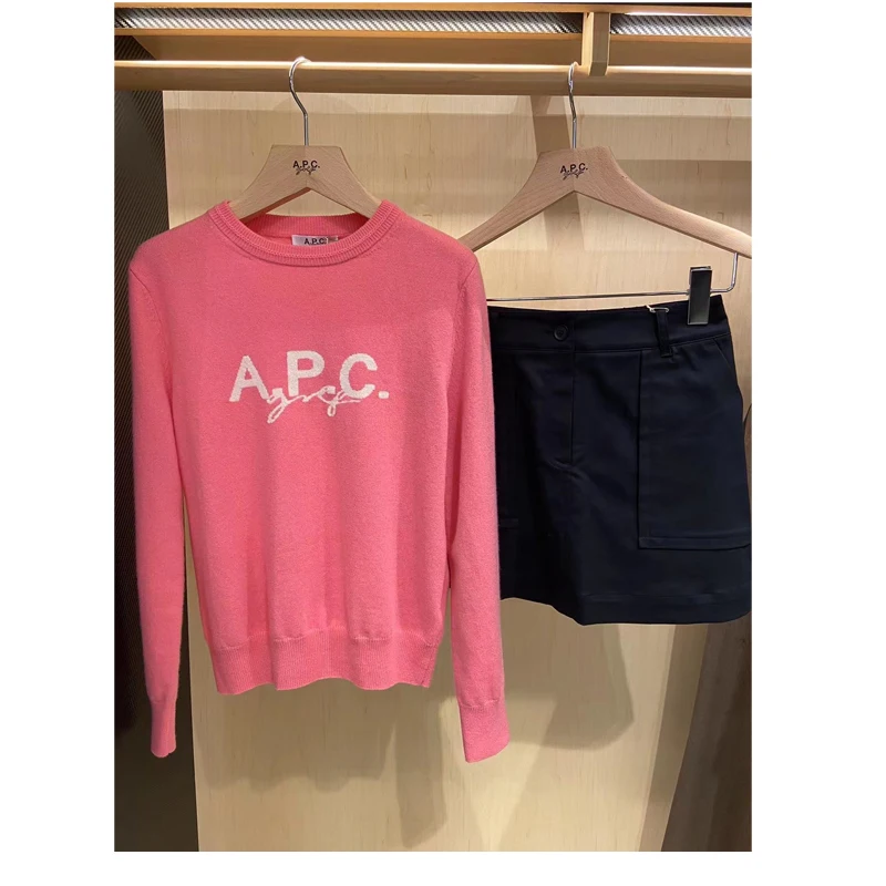 

APC Women Golf Wear Pure Wool Round Neck Long-sleeved Knitted Coat Warm Golf Clothes