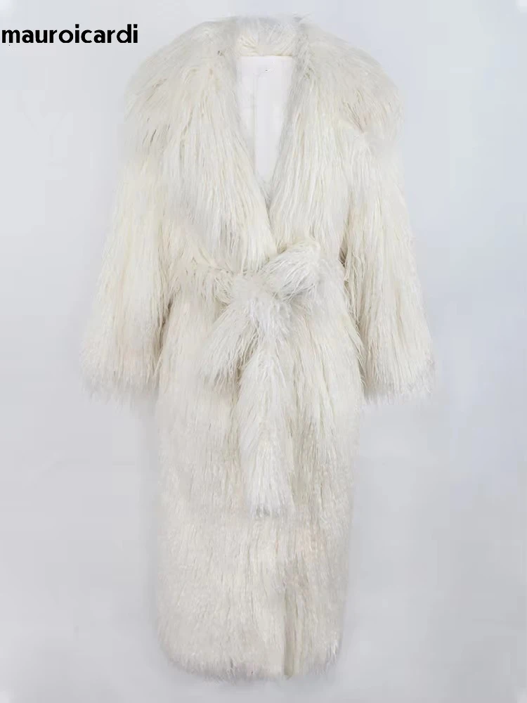 Mauroicardi осень зима длинная густая теплая лохматая пушистая монгольская шуба