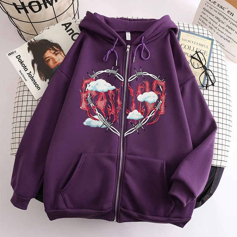 Толстовка унисекс на молнии с надписью Love Text Y2K