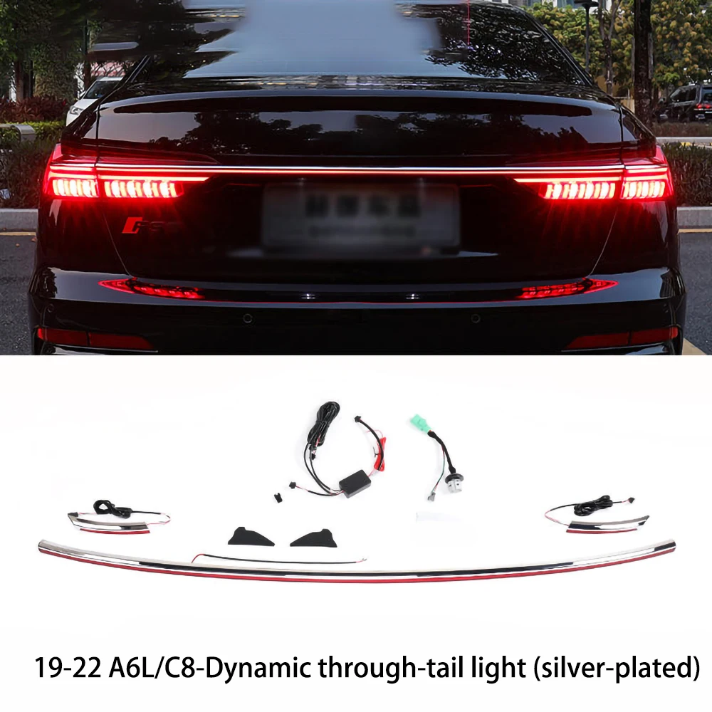 

Светодиодный динамический сквозной задний фонарь для Audi A6 C8 2019-2025, декоративный светильник, светодиодный стример, задний фонарь, стоп-сигнал, сигнальная лампа