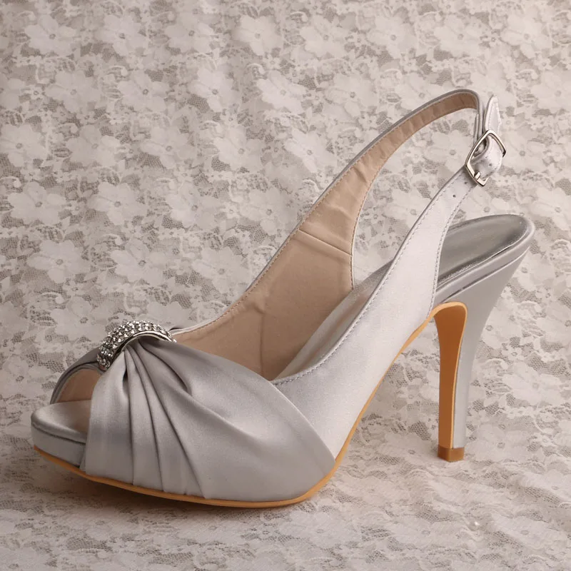 

Свадебные женские туфли Wedopus, серые туфли на высоком каблуке с открытым носком