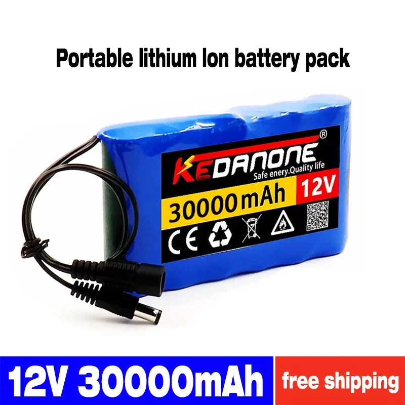 

NEW 12V Portable Battery 30000mAh Standard Capacity Battery DC 12.6V 30Ah CCTV Camera Monitor + Charger