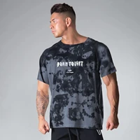 muscle fitness summer short sleeve mens fans color cotton loose sport large size round neck shirt tide