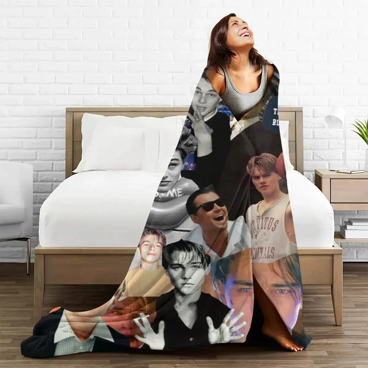 Леонардо Ди Каприо Стильное Фланелевое Одеяло Забавный Дизайн Актера Теплый