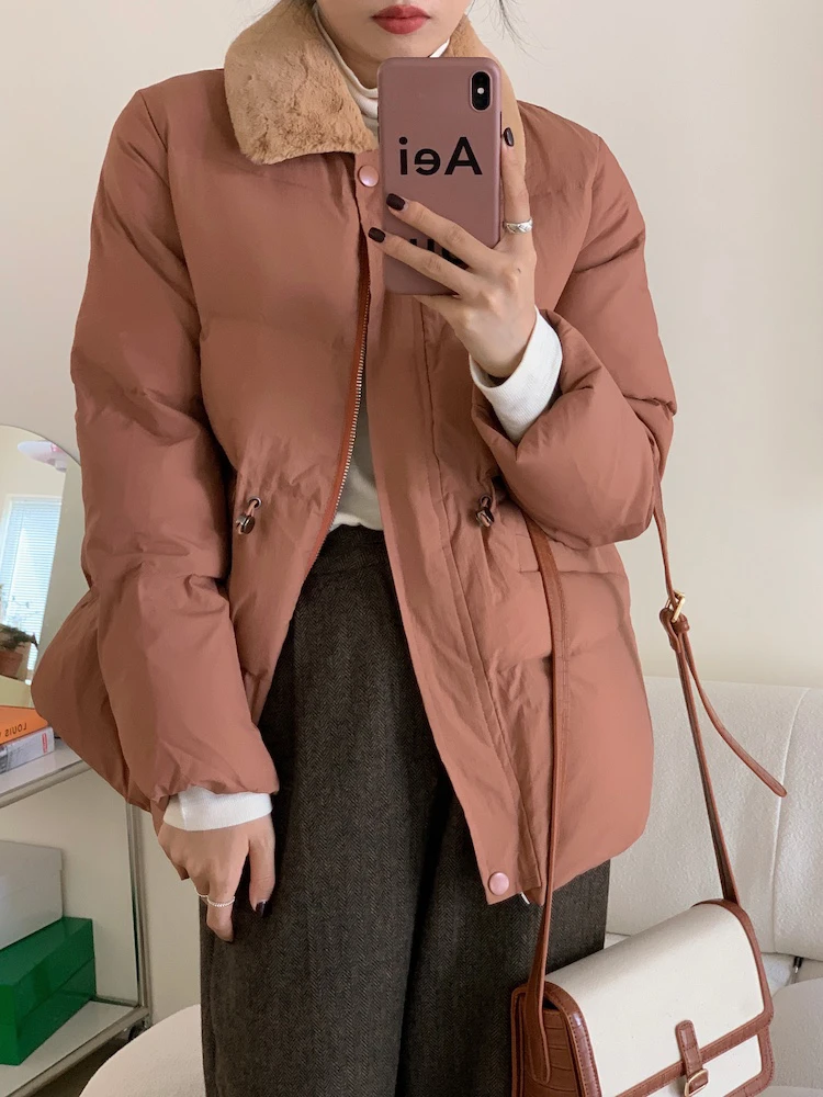 

Fitaylor New Autumn Winter Women Casual Turn-down Collar Zipper Cotton Coat Lady Fashion Thick Warm Solid Color Jacket Outwear