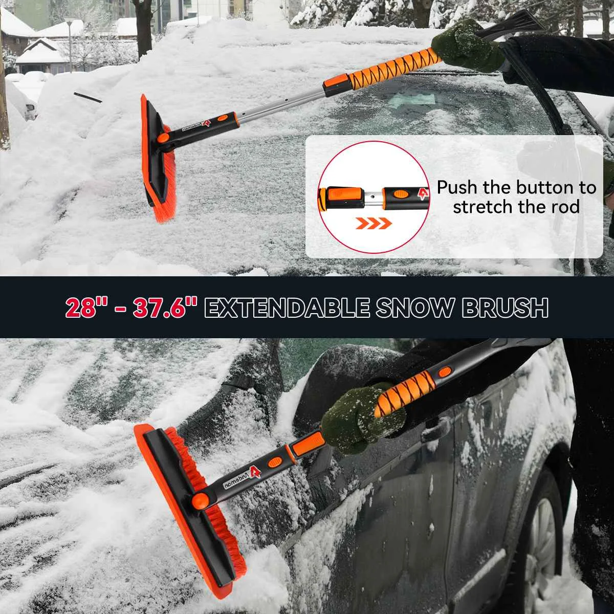 

Andeman 3 IN 1 Car Ice Scraper Kit 37.6'' Extendable Snow Brush with Squeegee Snow Shovel Snow Mover for Car Windscreen Window