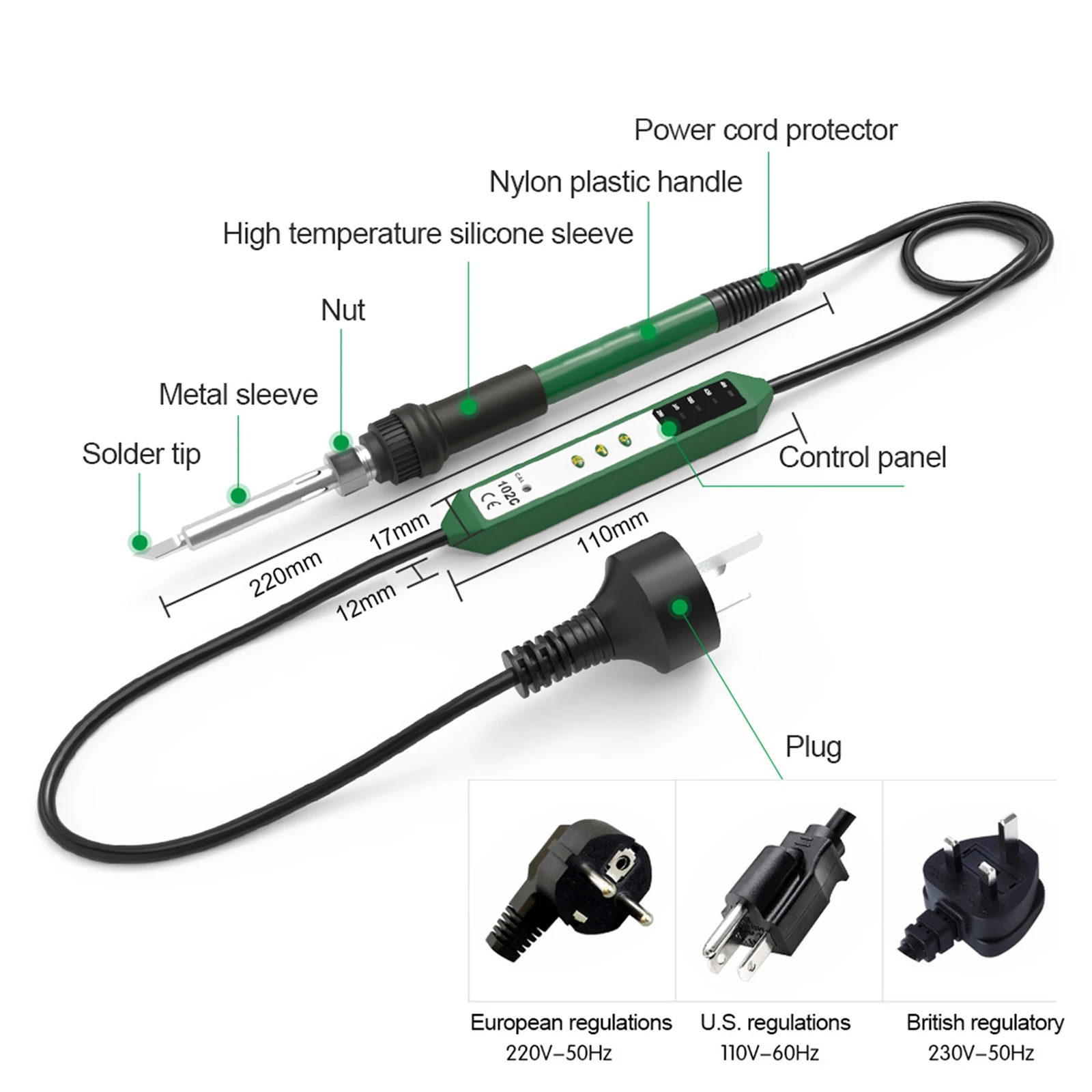 

90W Constant Temperature Electric Soldering Iron 5 Steps Temperature Adjustment Welding Tool Anti-oxidation Ceramic Heater