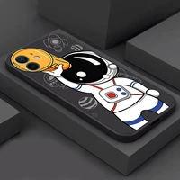 cute astronaut phone cases for iphone 11 12 13 mini pro xs max xr x 8 7 plus colour liquid silicon soft bumper back cover funda