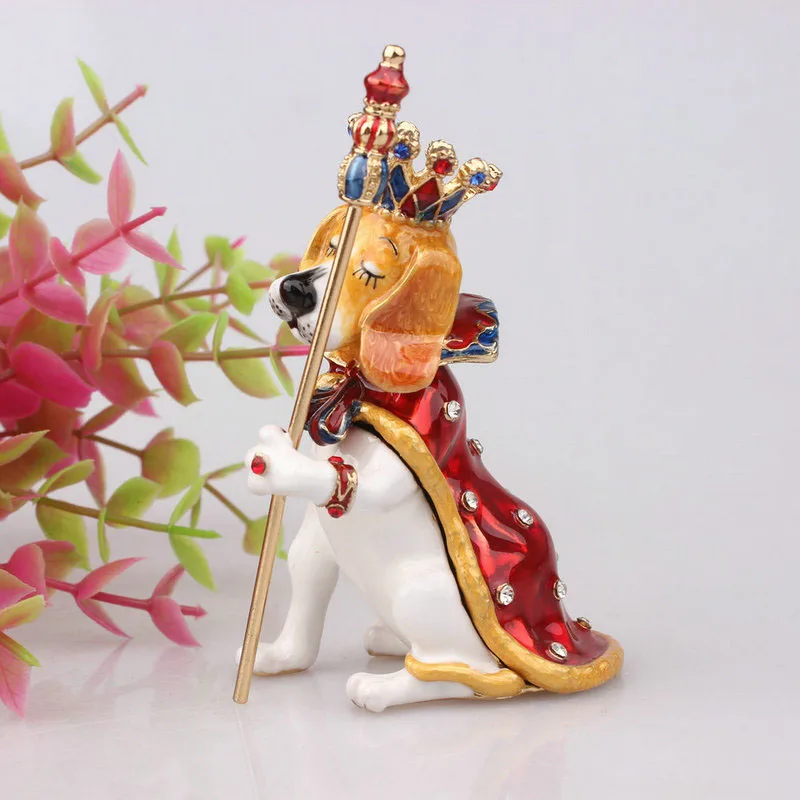 King Dog Home Decoration Jewelry Box Enamel Color Handmade Alloy Crafts Wedding Party Fashion Decoration