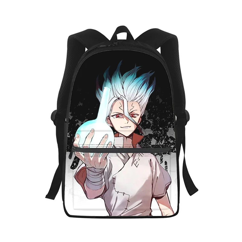 Dr STONE anime Men Women Backpack 3D Print Fashion Student School Bag Laptop Backpack Kids Travel Shoulder Bag
