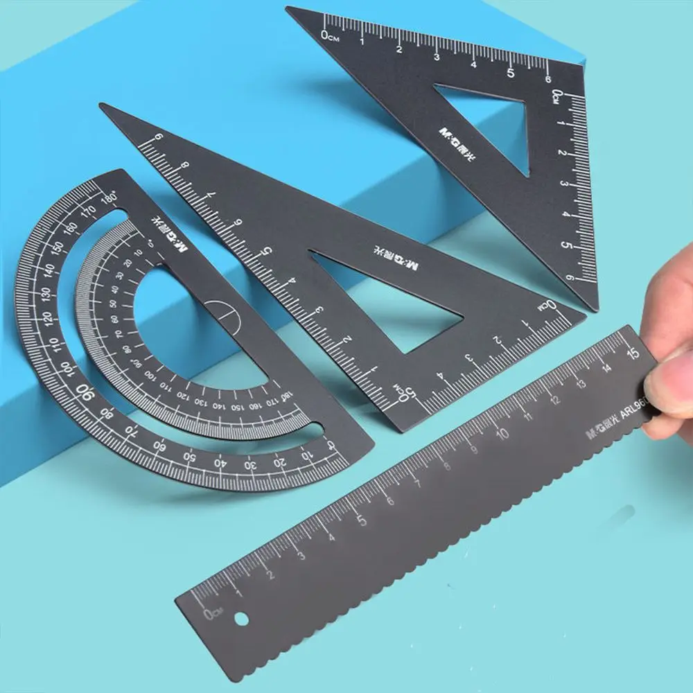 

Students Geometry Maths Compass Measurement Aluminium Ruler Set Examination Stationery Drafting Supplies Metal Rulers