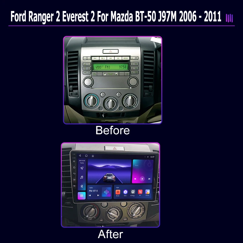 Автомобильный радиоприемник roadivox Android для Ford Ranger 2 Everest Mazda BT-50 J97M 2006-2011 GPS-навигация