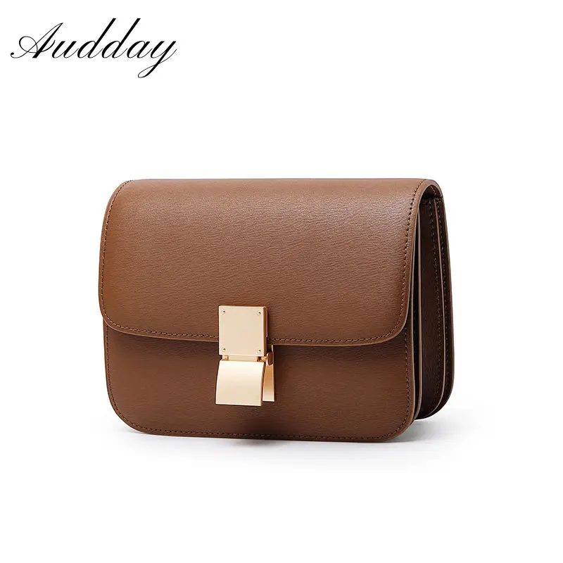 2023 Fashion Women's Bag Lady Luxury Box Bag Retro Tofu Small Square Shoulder Bag Messenger Female Genuine Leather Flap Handbag