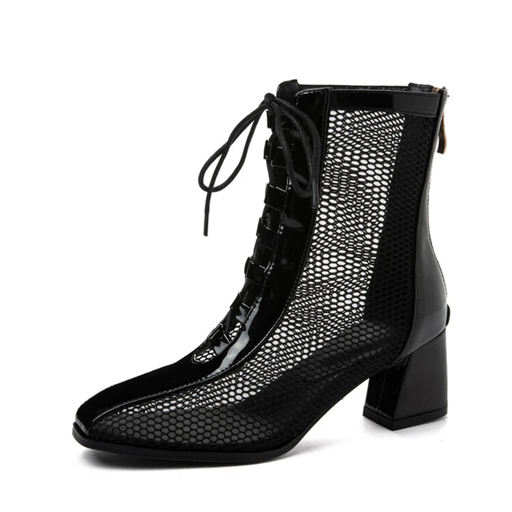 Ботинки женские сетчатые на шнуровке дышащие туфли-лодочки Высоком толстом