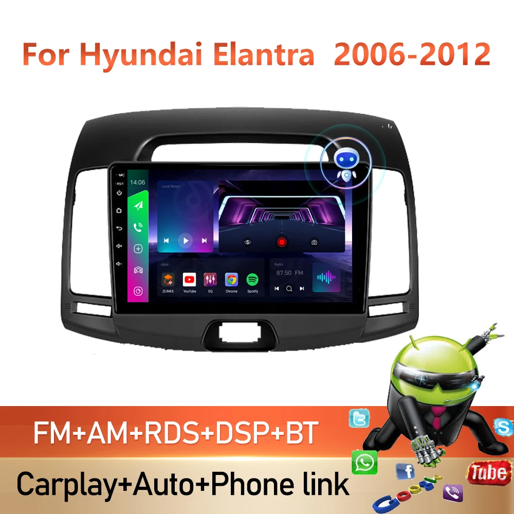 

Android 11 2Din 4G Car Multimedia System Video Player For Hyundai Elantra 4 HD 2006-2012 GPS Navigation Car Stereo Carplay