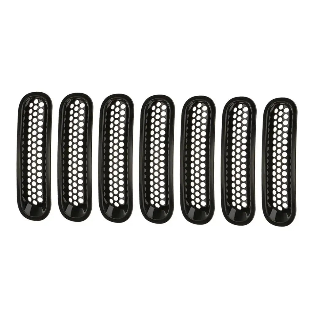 7pcs Trim Front Grille Cover Insert Mesh Grills Kit for 07-16 Jeep Wrangler JK