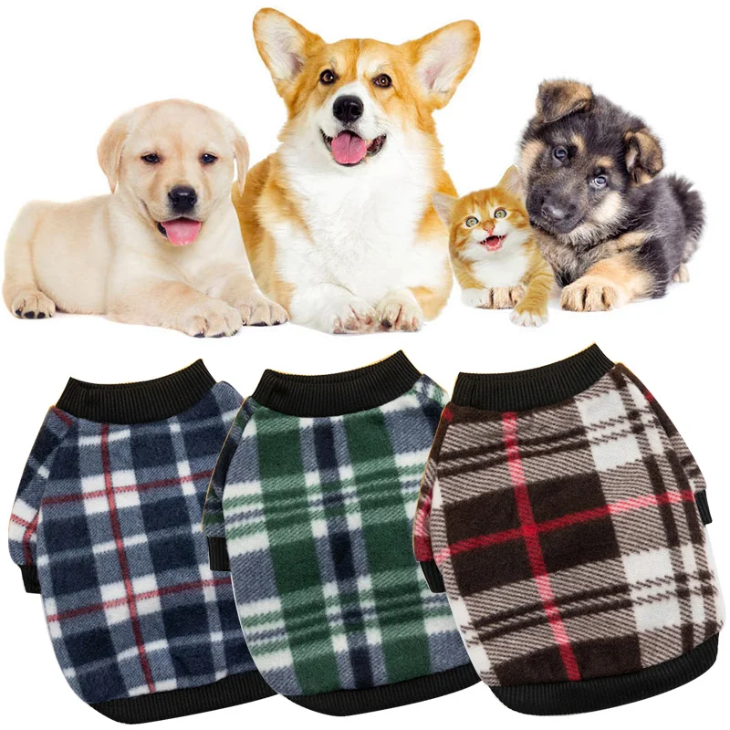 

Autumn Winter Pet Checked Sweater Warm Dog Hoodie Fleece Hoodie Classic Fashion Contrast Pet Clothes Warm Plaid Stripe Unisex