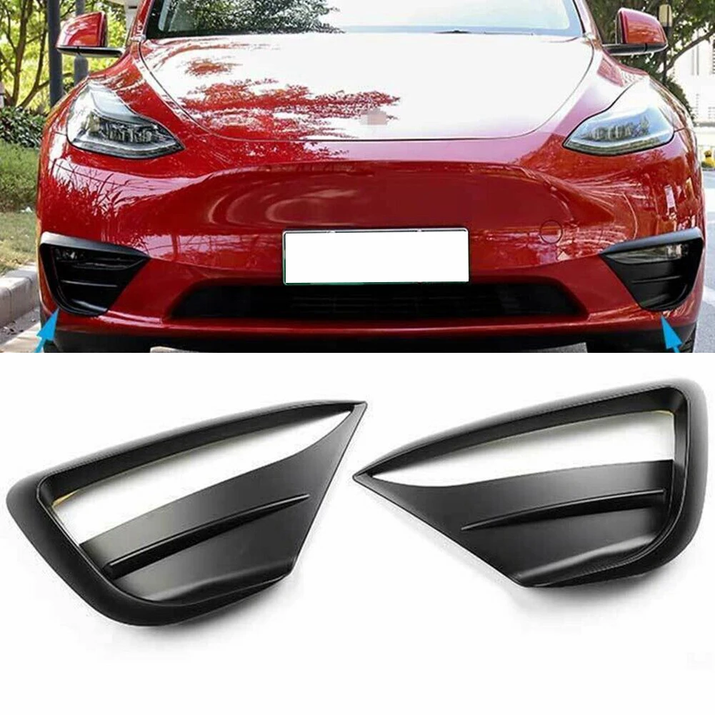 

Trim Cover Front Fog Light 2Pcs Anti-collision Glue Charming Luxury Vivid Decorate Matte Black Strip High Quality Plastic