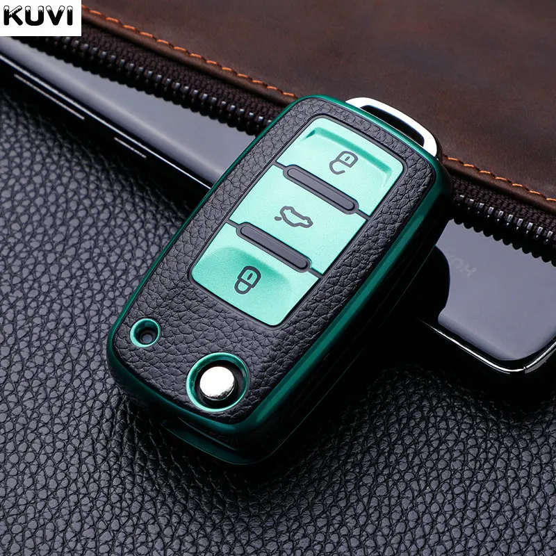 

Кожаный чехол для автомобильного ключа из ТПУ, полный защитный чехол для автомобильного ключа для VW Volkswagen Polo Tiguan Passat Golf Jetta Lavida Skoda Octavia