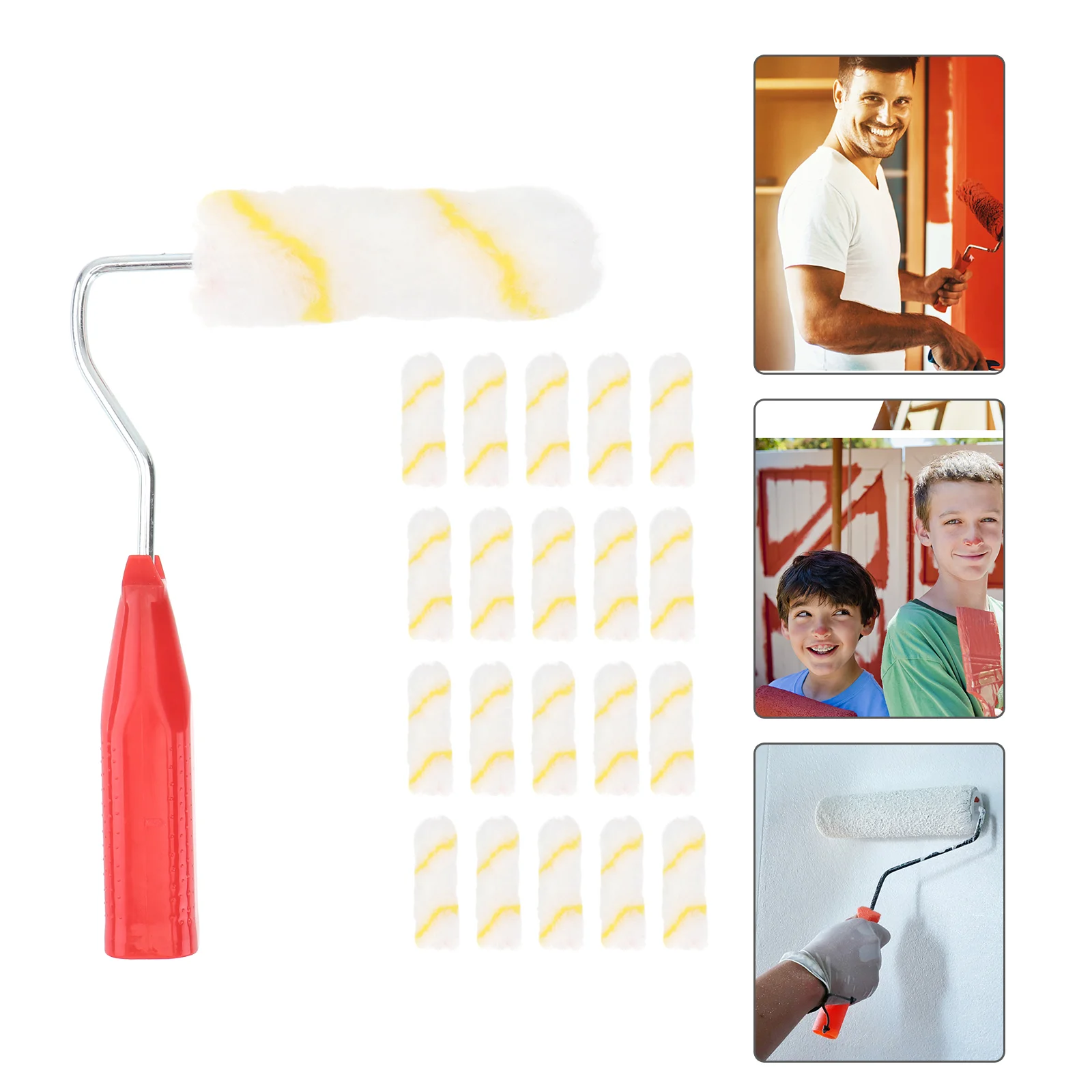 

1 Set 21pcs Durable Mini Brush Professional Wall Roller Brush Roller Cover for Home Office Wall (20pcs Roller Painting tools
