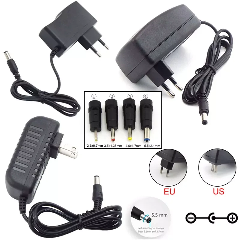 

DC 5V 8V 9V 12V 15V Adapter Power Supply AC 100V-240V 1A 2A 3A Charger Converter DC 5.5 4.0 3.5x1.35mm 2.5mm jack plug connector