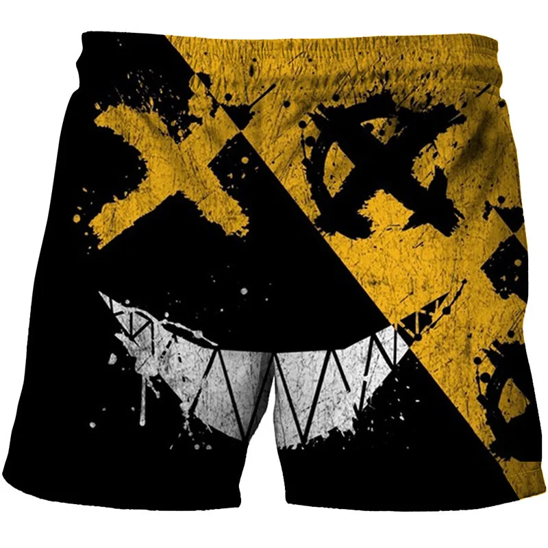 

Hot Sale Summer Trendyol 3d Digital Smiley Vintage Print Beach Shorts Men /Women Casual Elastic Waist Cool Fashion Board Shorts