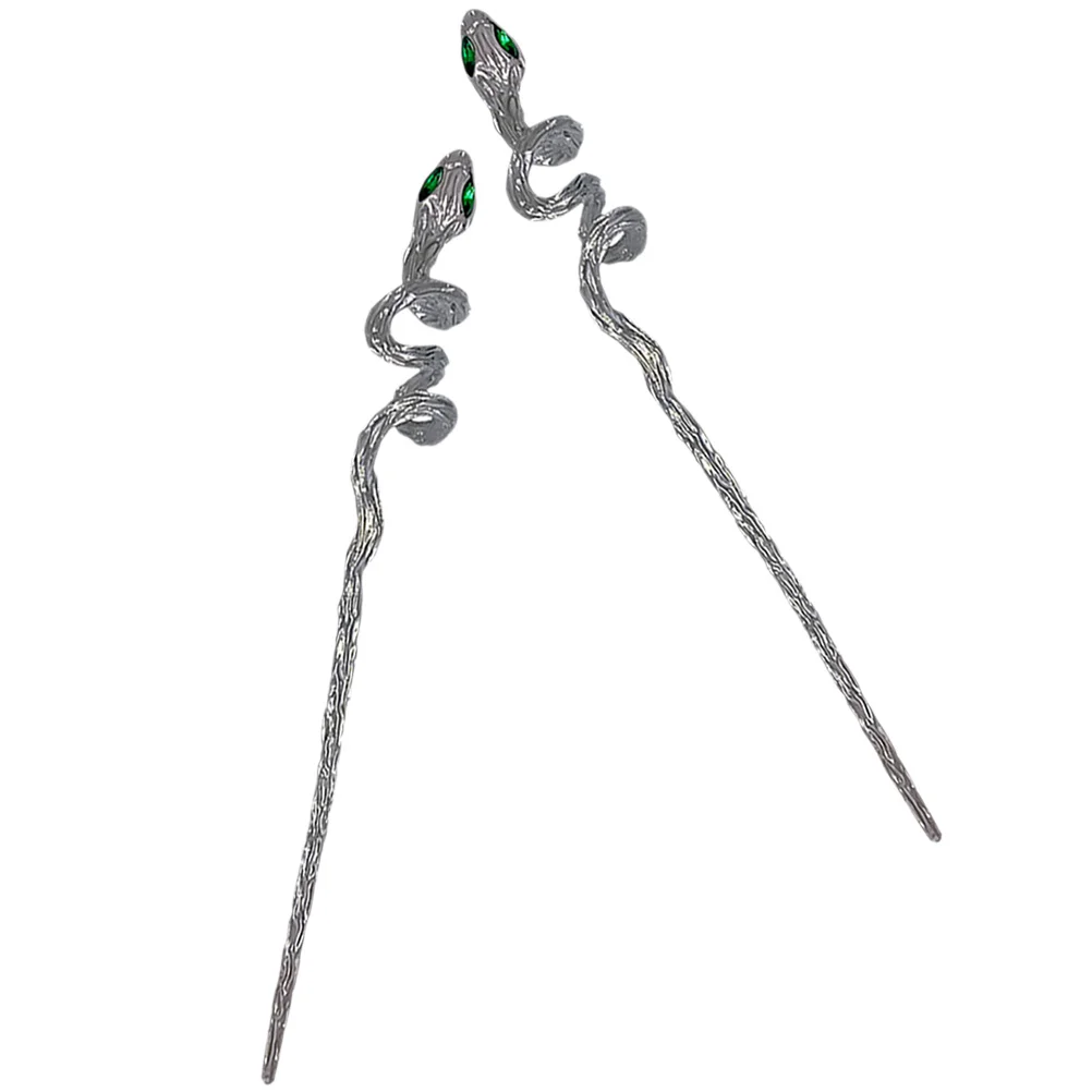 

2 Pcs Steamed Stuffed Bun Snake Hairpin Miss Hairpins Women Vintage Chopsticks Metal Holder