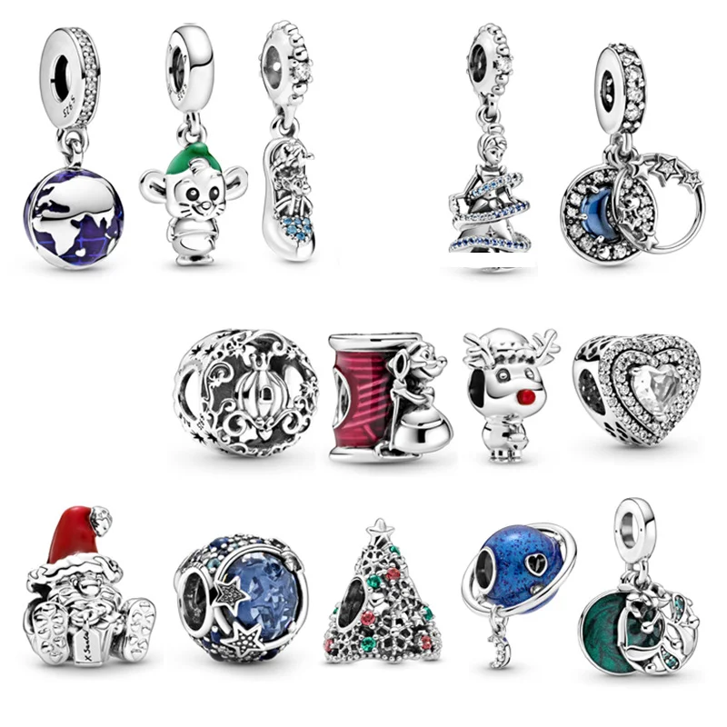 

LR PAN Christmas Series Sterling Silver 925 Bracelet Hanging Beaded Accessories Women's Charm Jewelry Making Ground Bead
