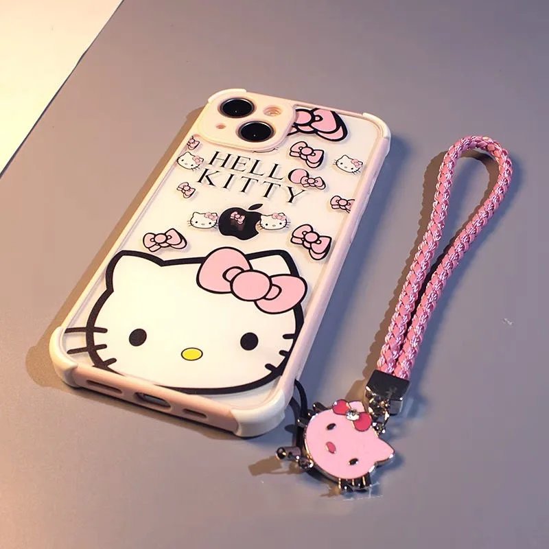 

cartoon alphabet hello kitty with lanyard Phone Cases For iPhone 13 12 11 Pro Max XR XS MAX 8 X 7 SE 2020 Back Cover