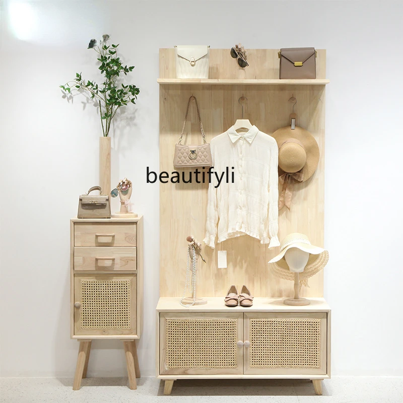 

yj Clothing Store Display Stand Display Stand Middle Island Stand Wall Solid Wood Booth Women's Clothing Store Display Table