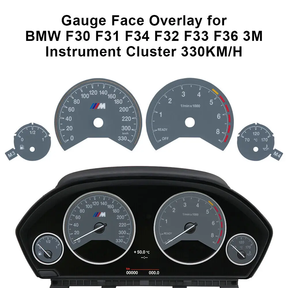 Серая накладка манометра для BMW F30 F31 F34 F32 F33 F36 Инструментальная панель 3M 330KM/H