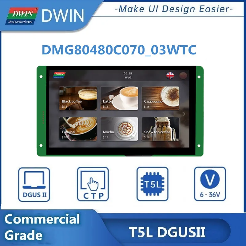 Dwin 5 5-дюймовый T5L дисплей 7 0*800 коммерческого класса HMI Интеллектуальный сенсорный