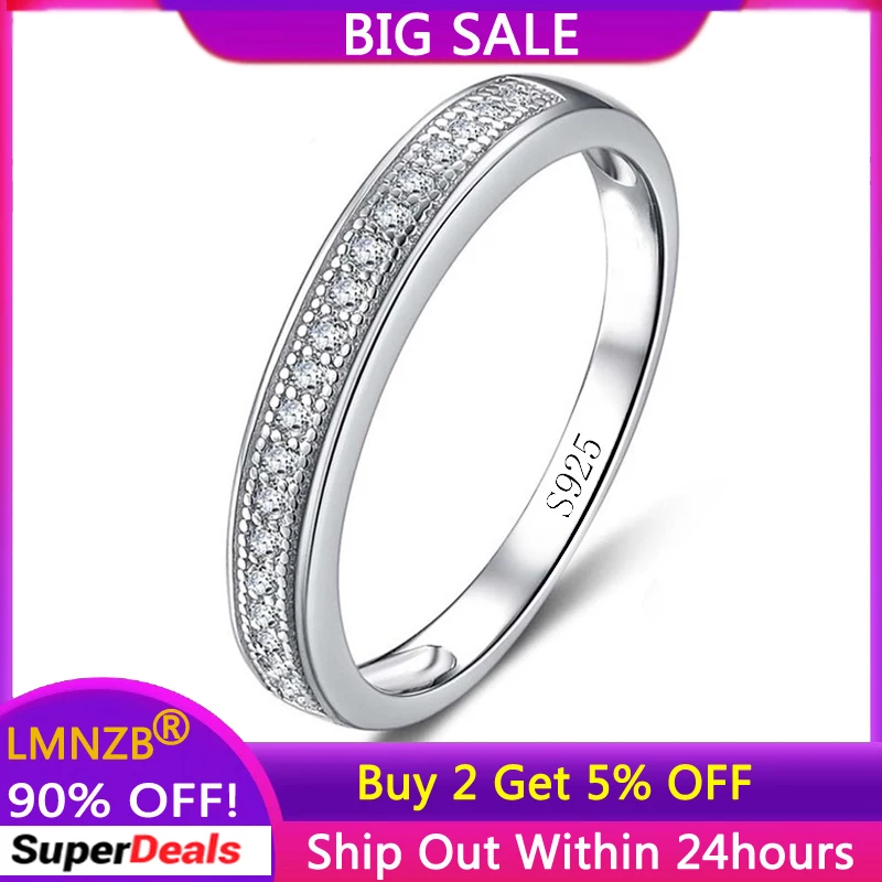 

LMNZB Allergy Free Real Tibetan Silver Rings for Women Luxury Half Circle Small Zircon CZ Ring New Trendy Jewelry LR012