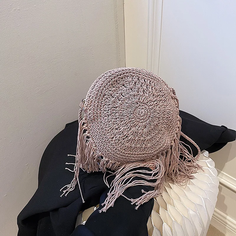 

Tassel Small Round Bag for Women 2023 Summer Cotton Rope Shoulder Bag Purse Beach Bag Bohemia Bali Handbag Crossbody Bag bolsos