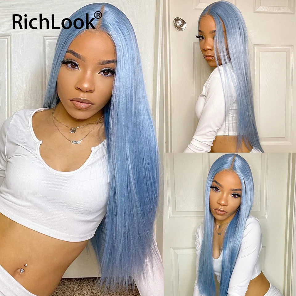 

13x4 Bright Blue Colored Srtraight 28 30 Inches Burgun Lace Front Human Hair Wigs 180% Brazilian Remy Lace Wigs For Women