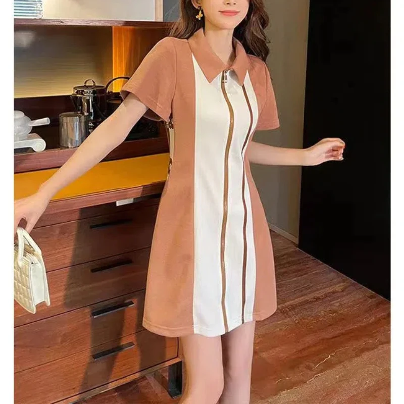 Женское Повседневное платье-поло винтажное классическое ТРАПЕЦИЕВИДНОЕ ПЛАТЬЕ