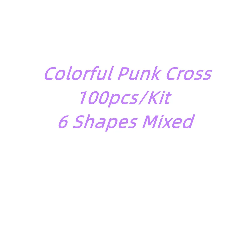 2022 100pcs Mix Alloy Colorful Punk Cross Nail Charms Chrome  Hexagram/Heart/Cross Metal Nail Punk Nails Tip Glitter Decoration