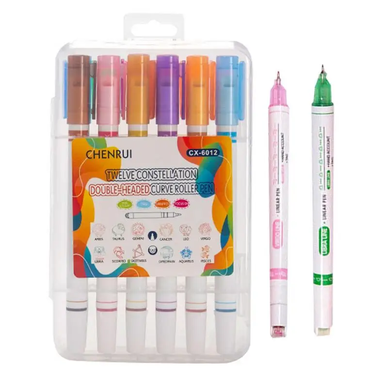 

Highlighter Pen Set 12-pcs Constellation Double Ended Keynote Pens Highlighters Soft Tips Everyday Markers Colored Highlighter