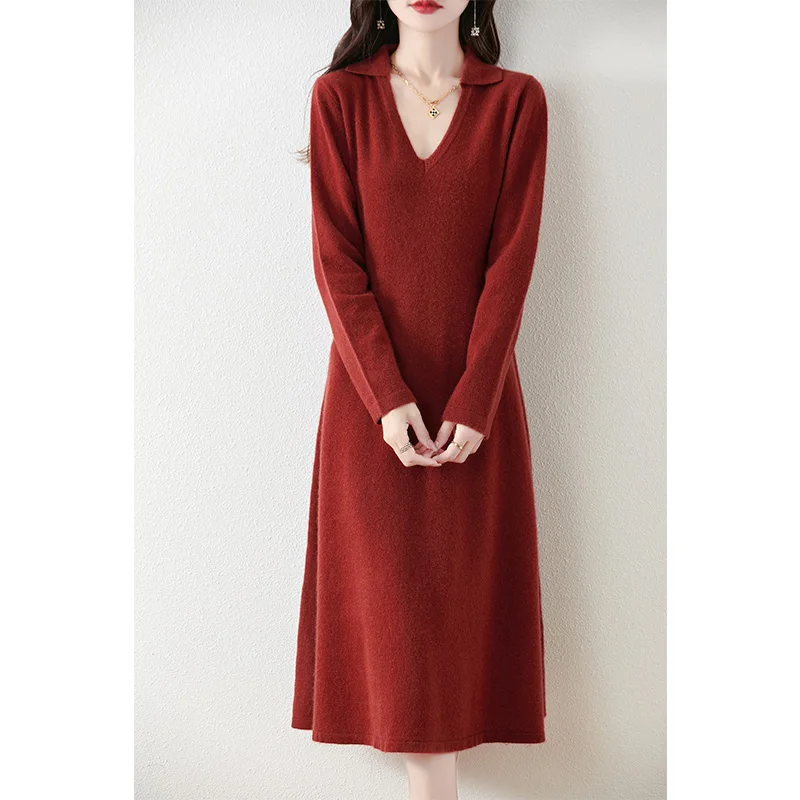 Женское трикотажное платье из 100% мериносовой шерсти