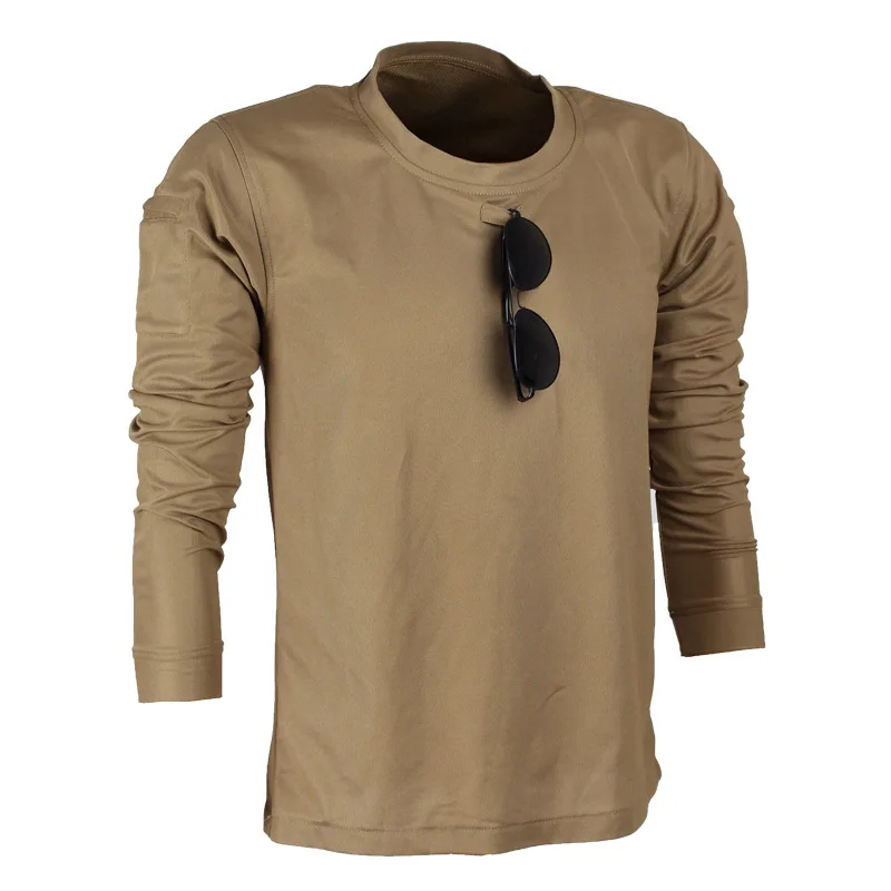 

Рубашка мужская с круглым вырезом, многофункциональная тактическая дышащая футболка с длинным рукавом, в стиле милитари, весна-осень
