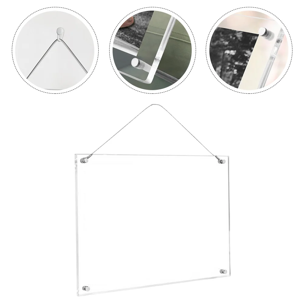 

Frame Acrylic Photo Hanging Holder Wall Display Gallery Frames Desktop Business License Frameless Certification Sign Floating